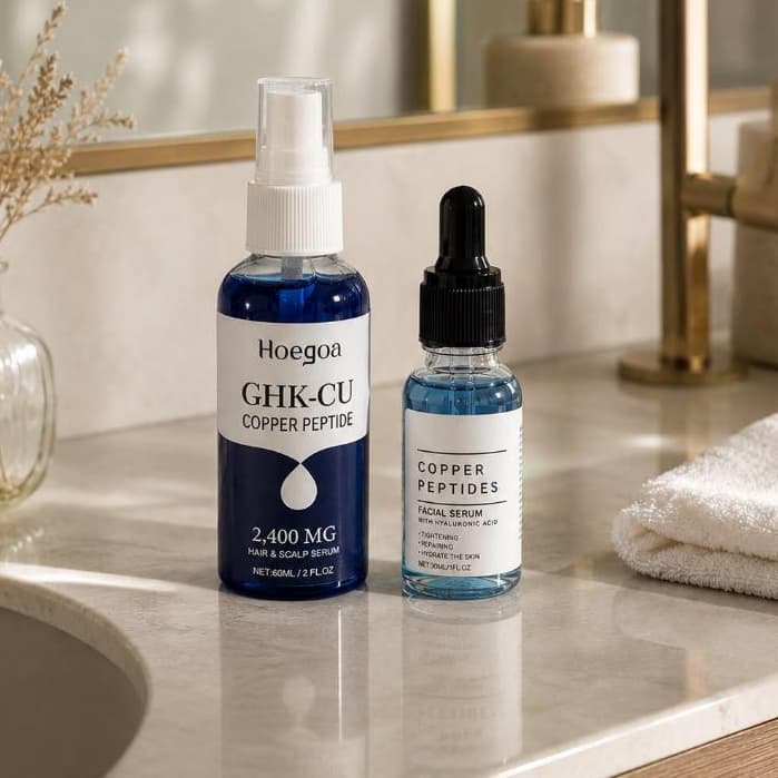 Kit Copper Care: Sérum Capilar Peptídeo De Cobre 60ml 2400mg + Sérum Facial Ácido Hialurônico 30ml
