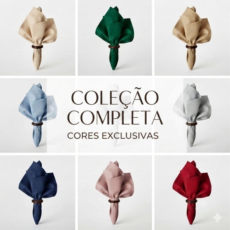 Kit 4 ou 6 Guardanapos de Tecido com Argolas | Mesa Posta | Várias Cores | Bainha Reforçada