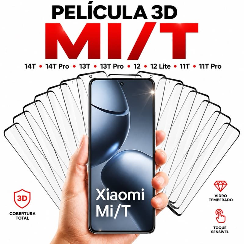 Película 3D Vidro Xiaomi 15T 15T Pro 14T 14T Pro 13T 13T Pro 12 12 Lite 11T 11T Pro Tela HD