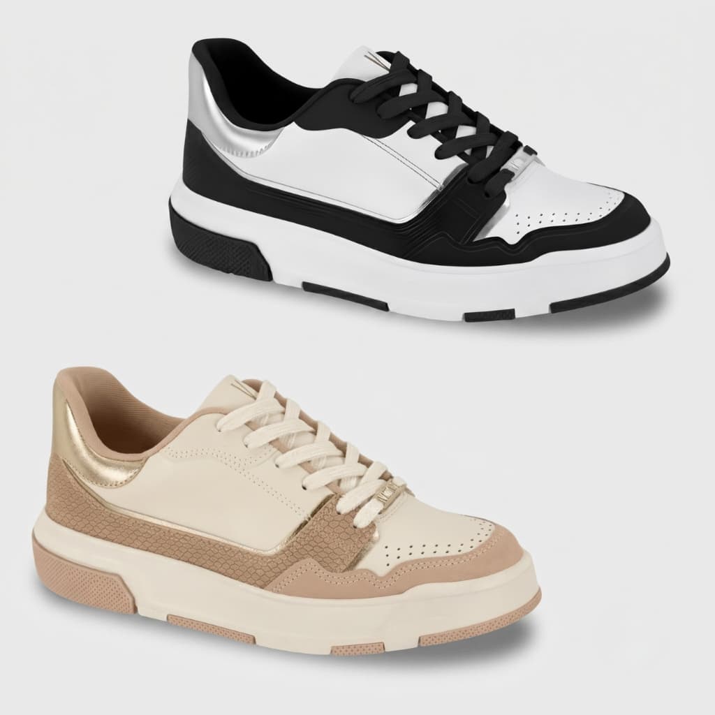 Tênis Feminino Casual Vizzano Metalizado Estiloso Confortável Moda