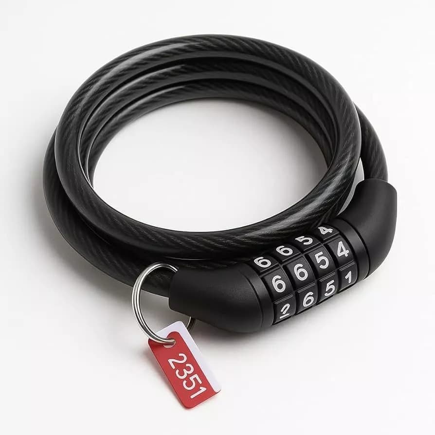 Cadeado De Segurança Bike Moto Estepe Cabo De Aço Trava Com Segredo Cor Preto 1 Metro x 8 mm