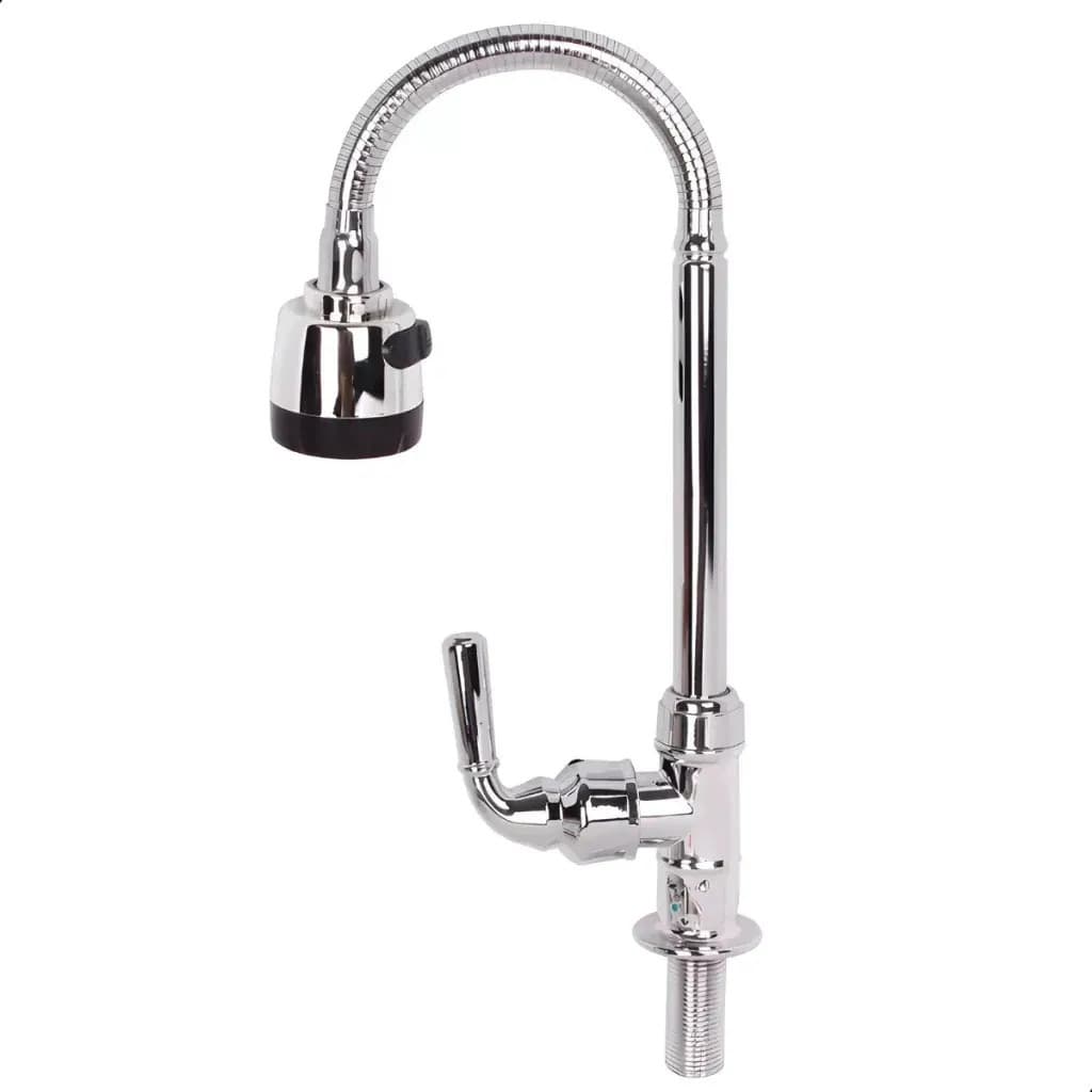 Torneira Gourmet Flexível Alta Ducha De Mesa Ou Parede 1/2 Acabamento Para Bancada Cor Prateado