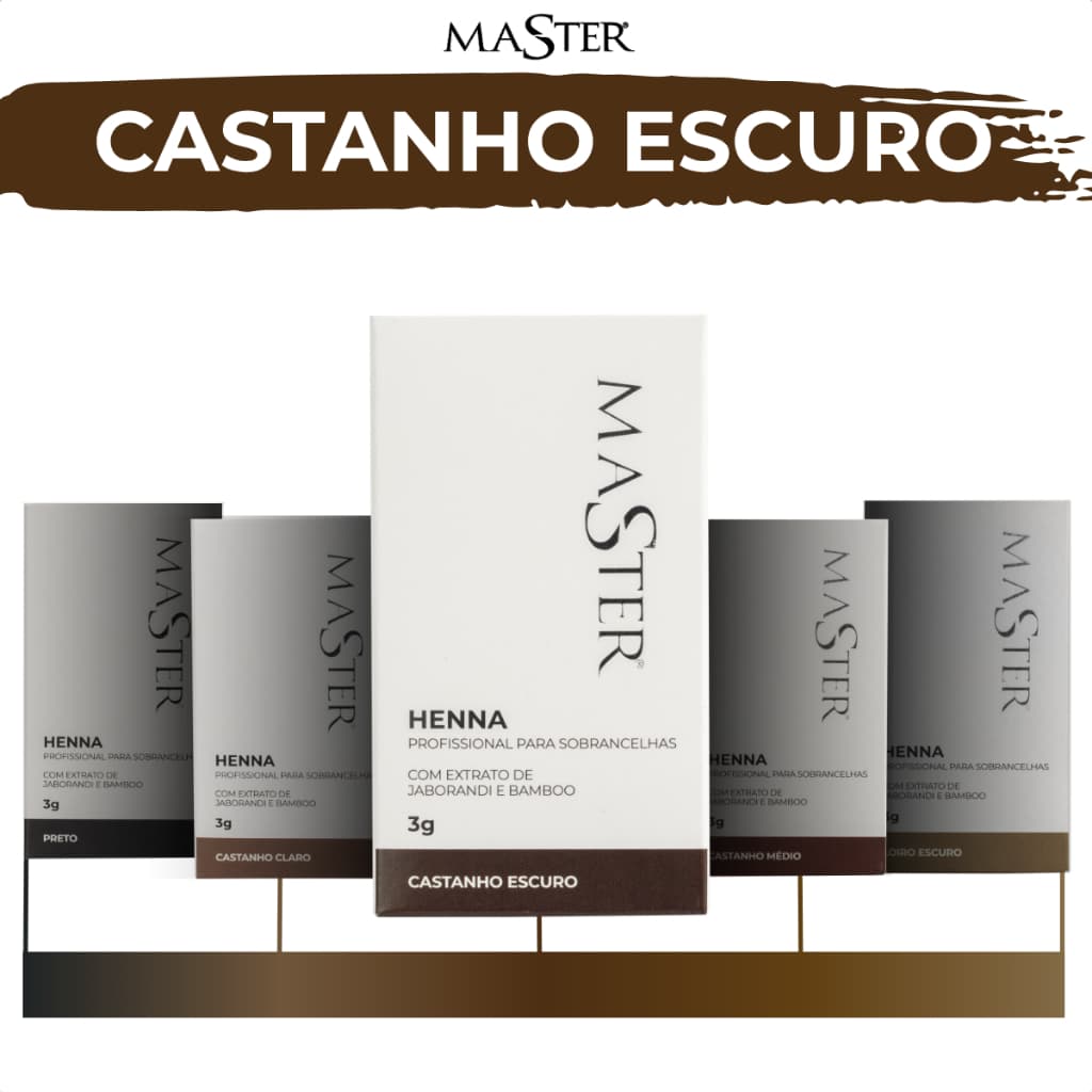 Henna para Sobrancelhas Master Castanho Escuro 3g Profissional para Design e Preenchimento