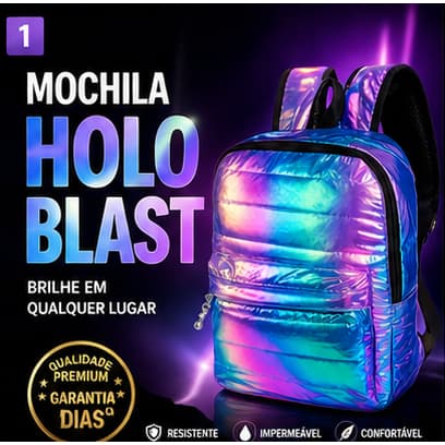 Mochila Metalizada Holografica Feminina Juvenil Resistente Escolar Moda