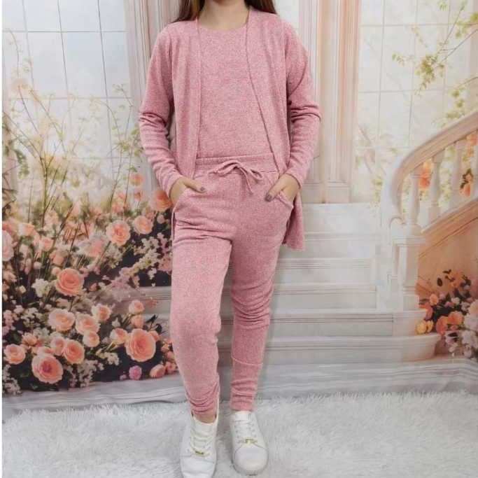 Conjunto 3 Peças Inverno Meninas Infantil e Juvenil ( Calça, Cardigan e Blusa ) 10 ao 16