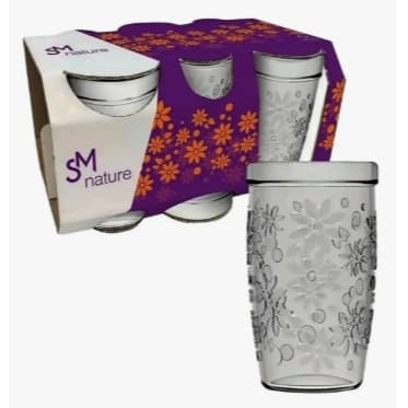 Jogo 6 Copos Nature Nadir J126 Vidro Água Suco Refrigerante Copo Resistente Mesa Posta Casa