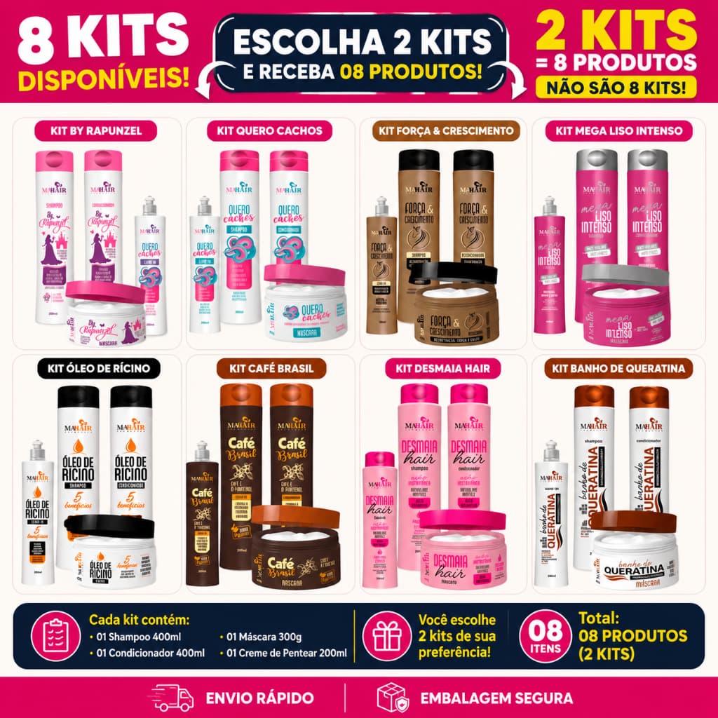 Combo Capilar Variados BelKit - 08 Itens Kit Atacado