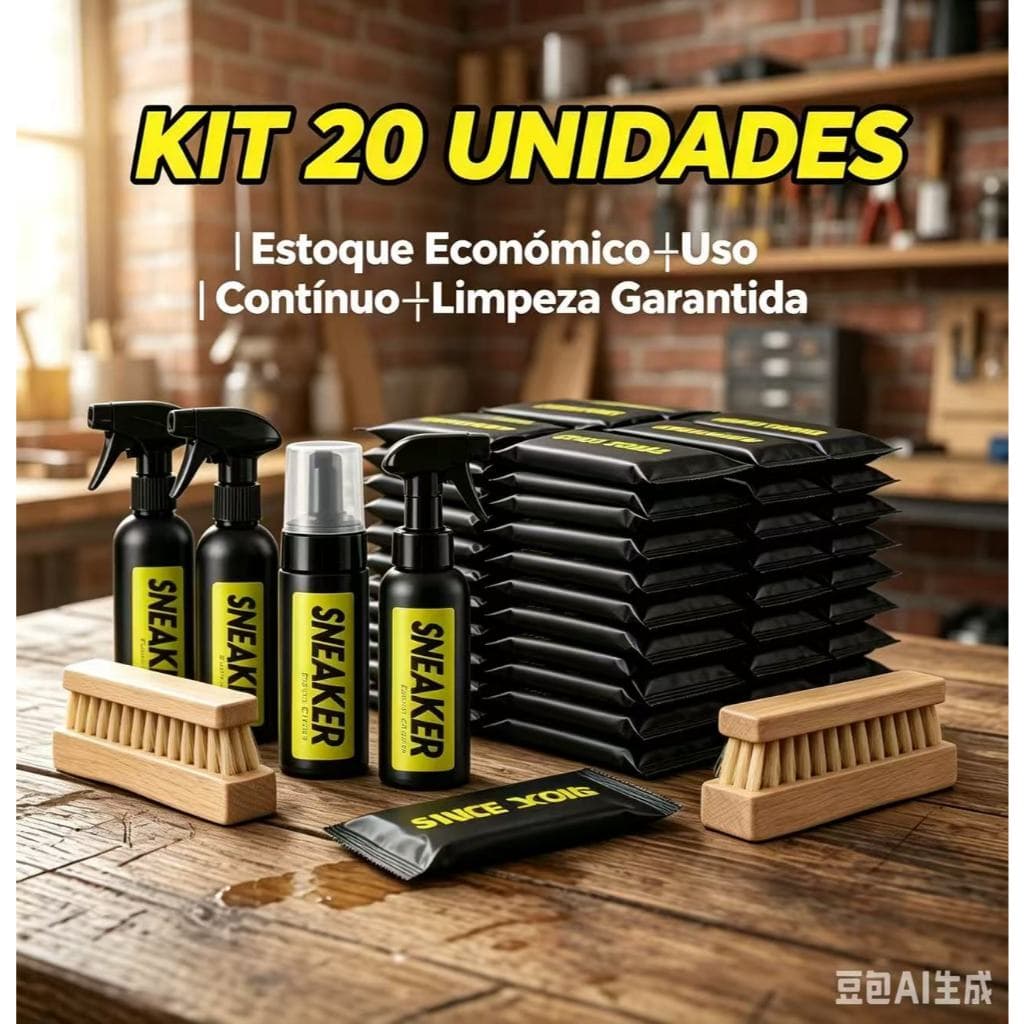 kit 5/10/20  Limpa Tênis 1 Esponja Magica 1 Flanela 1 Escova Limpa Branco Colorido Espuma Spray Limpador
