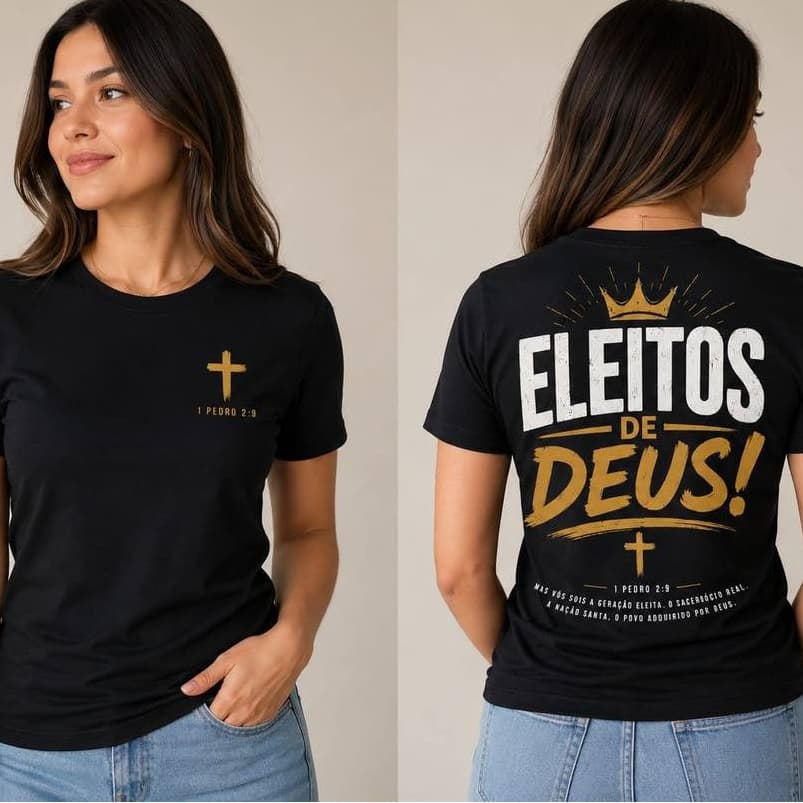 Camisa Camiseta T-Shirt Cristã  Eleitos de Deus Blusa Evangélica Elegante Streetwear-