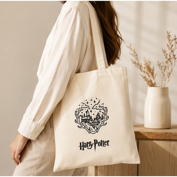 Bolsa Sacola Ecobag Algodão Harry Potter Estilosa 100% algodão tamanho 35x35cm Ombro Praia Compras