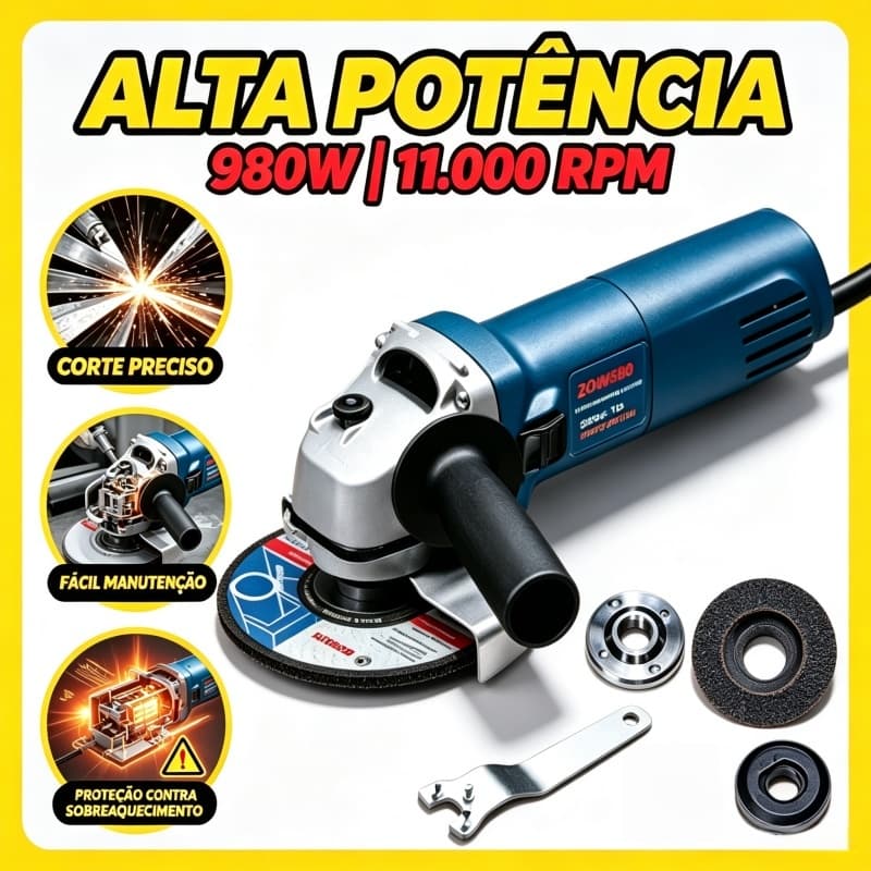 Esmerilhadeira Angular GWS6-115 Universal BOSCH 980W 115mm geral Profissional Corte Polimento e Desrustificação