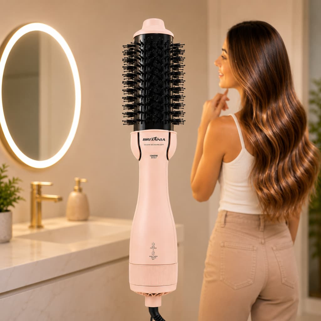Escova Secadora Britânia Soft BEC07R Cabo Giratório 1300W Bivolt