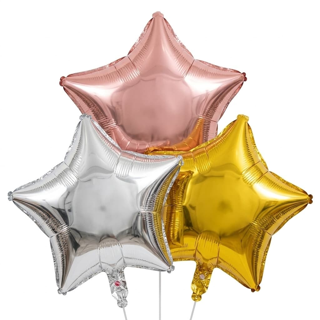 Balão Estrela Metalizado 10" Poleg 25cm Kit 10/20/30/50Unid Decoração Painel Festa Comemoração