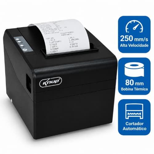 Impressora Térmica 80mm USB Cortador Automático 250mm/s ESC POS para PDV Cupom Não Fiscal QR Code