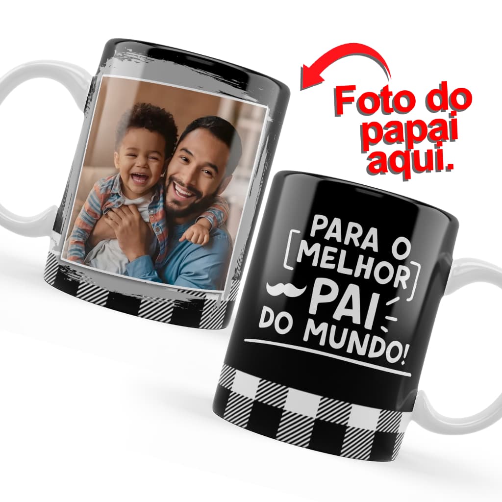 Caneca Dia Dos Pais Porcelana Com Foto Personalizada