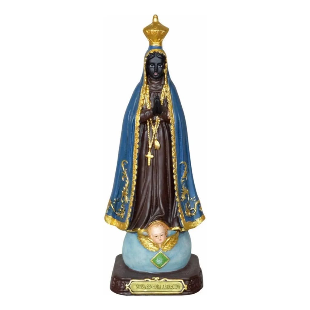 Imagem Nossa Senhora Aparecida Resina 21cm Cores Vivas Linda Colorida