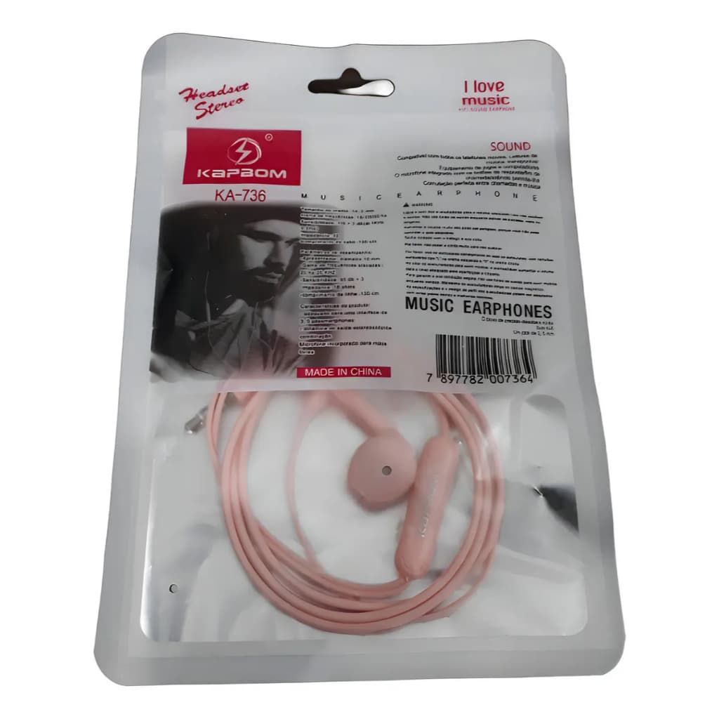 Fones De Ouvido Intra-Auriculares Com Fio Macaron U19