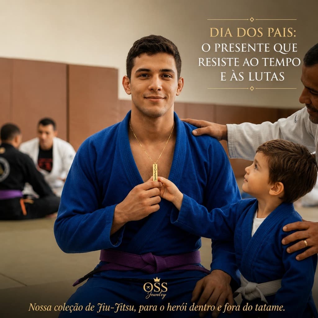 Corrente Banhada a Ouro com Pingente Jiu-Jitsu | Muay-Thai | Colar Masculino e Feminino | Presente