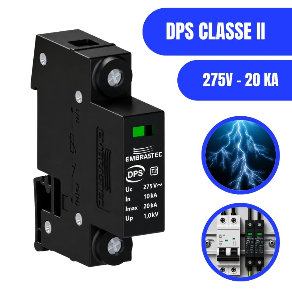 Dispositivo De Surto 20ka 275v Classe 2 Mono Dps