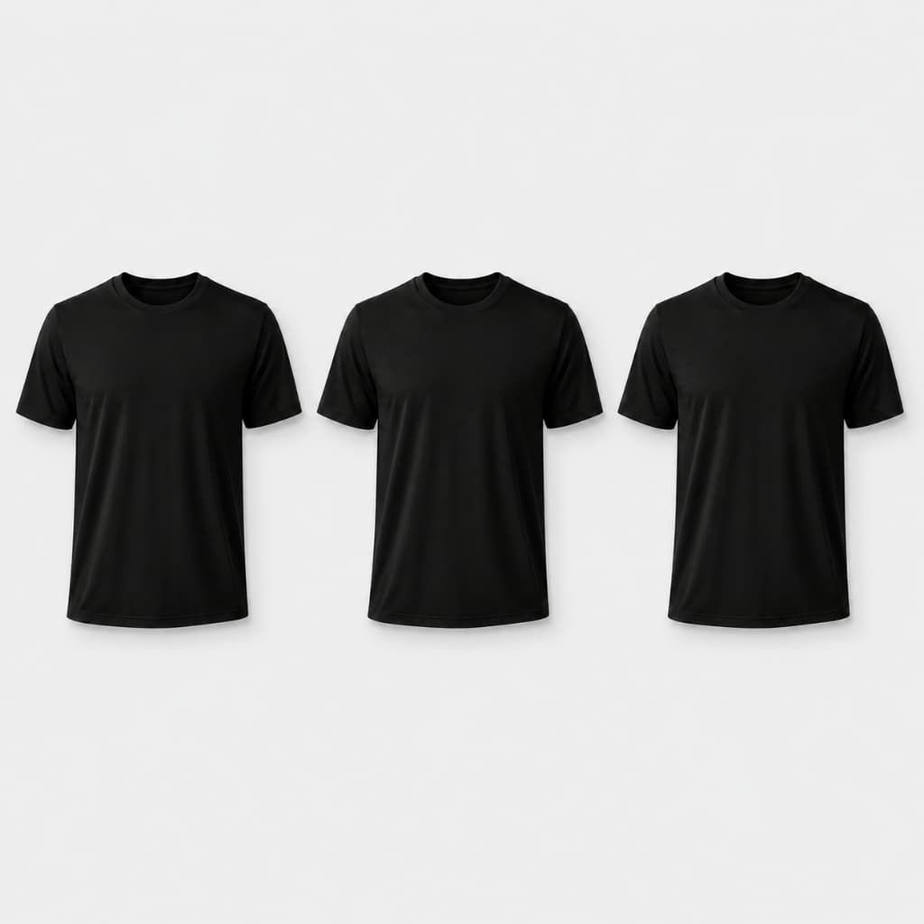 Kit 3 Camisetas Dry Fit Preta Fitness 100% Poliéster para Academia Corrida e Treino