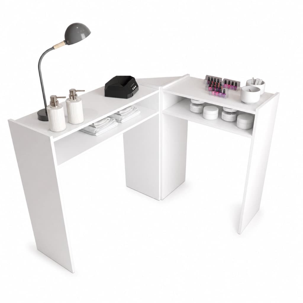 Mesa Manicure Em L Para Salão De Beleza Kit Spa Pedicure Grande Completa Designer Unhas Gél Moderno