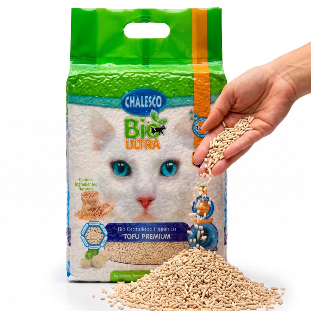Areia de Gato Tofu Granulado Biodegradável Chalesco 2,5kg Lavanda Controle de Odor