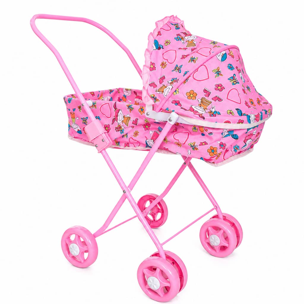 Carrinho De Boneca Bebê Reborn Luxo Dobrável 4 Rodas Capota