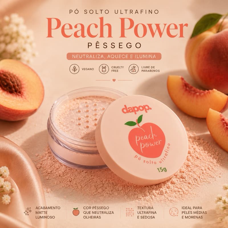 Pó Solto Peach Power Dapop Original Cor Pêssego Ultrafino Matte