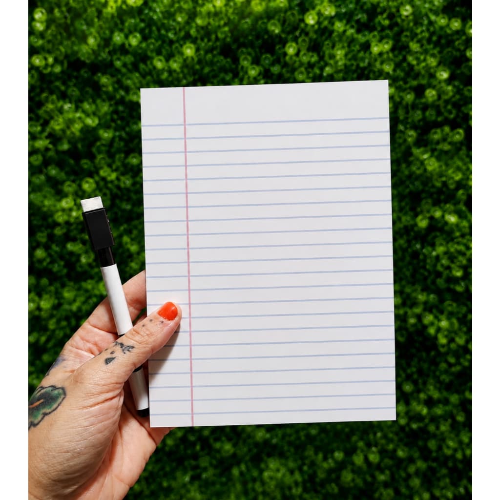 Quadro de geladeira magnético FOLHA DE CADERNO | Quadro de anotação geladeira imã PLanner Semanal com caneta caderno