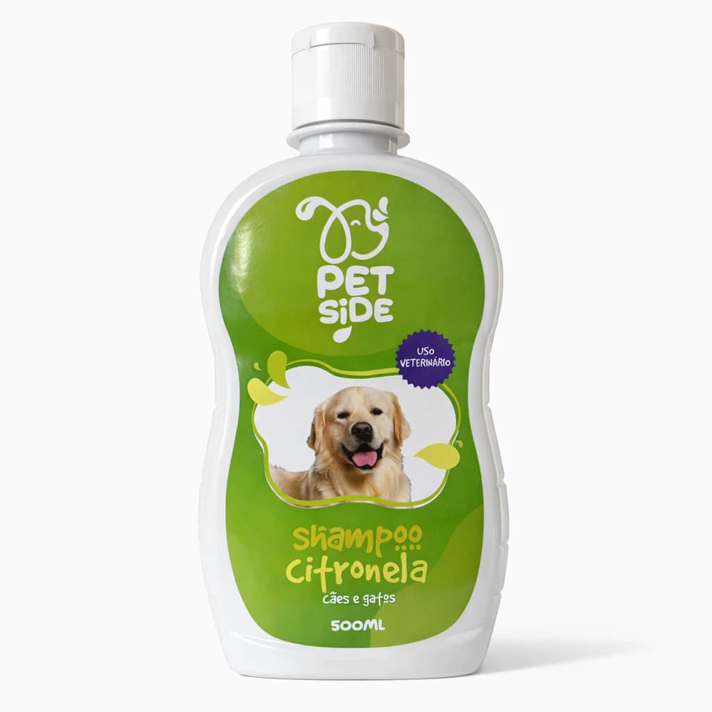 Shampoo Repelente Natural Citronela para Cães e Gatos Pet Side 500ml Higiene Pet