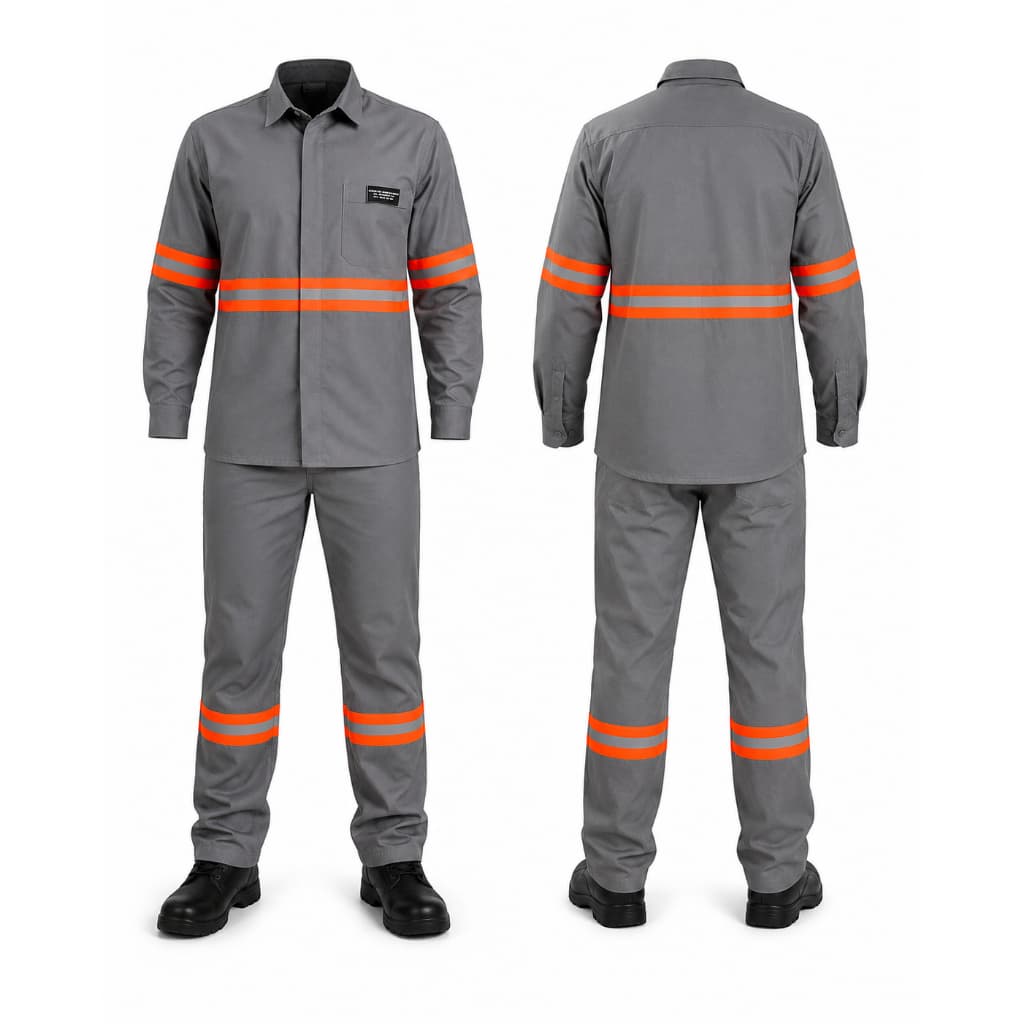 Camisa NR10 Maicol Cedrotech 8048 | Cinza com Refletivo Laranja | Antichama | EPI Profissional | CA 44108
