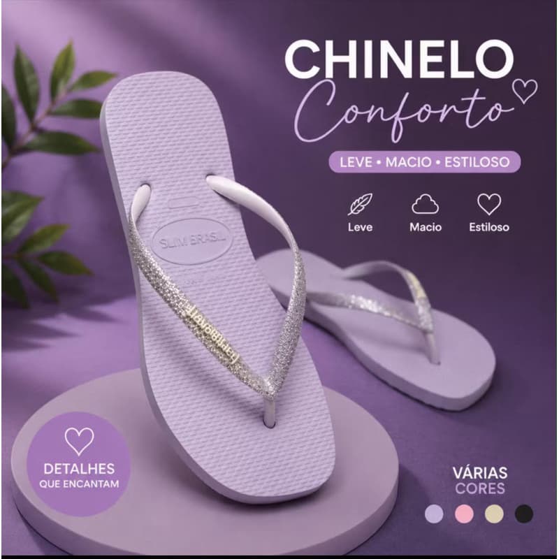 chinelo sandalia feminino com Glitter nas tiras muito leve confortável casual