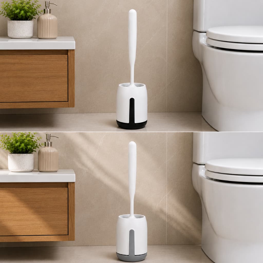 Escova Sanitária Silicone com Suporte Ventilado Parede ou Piso