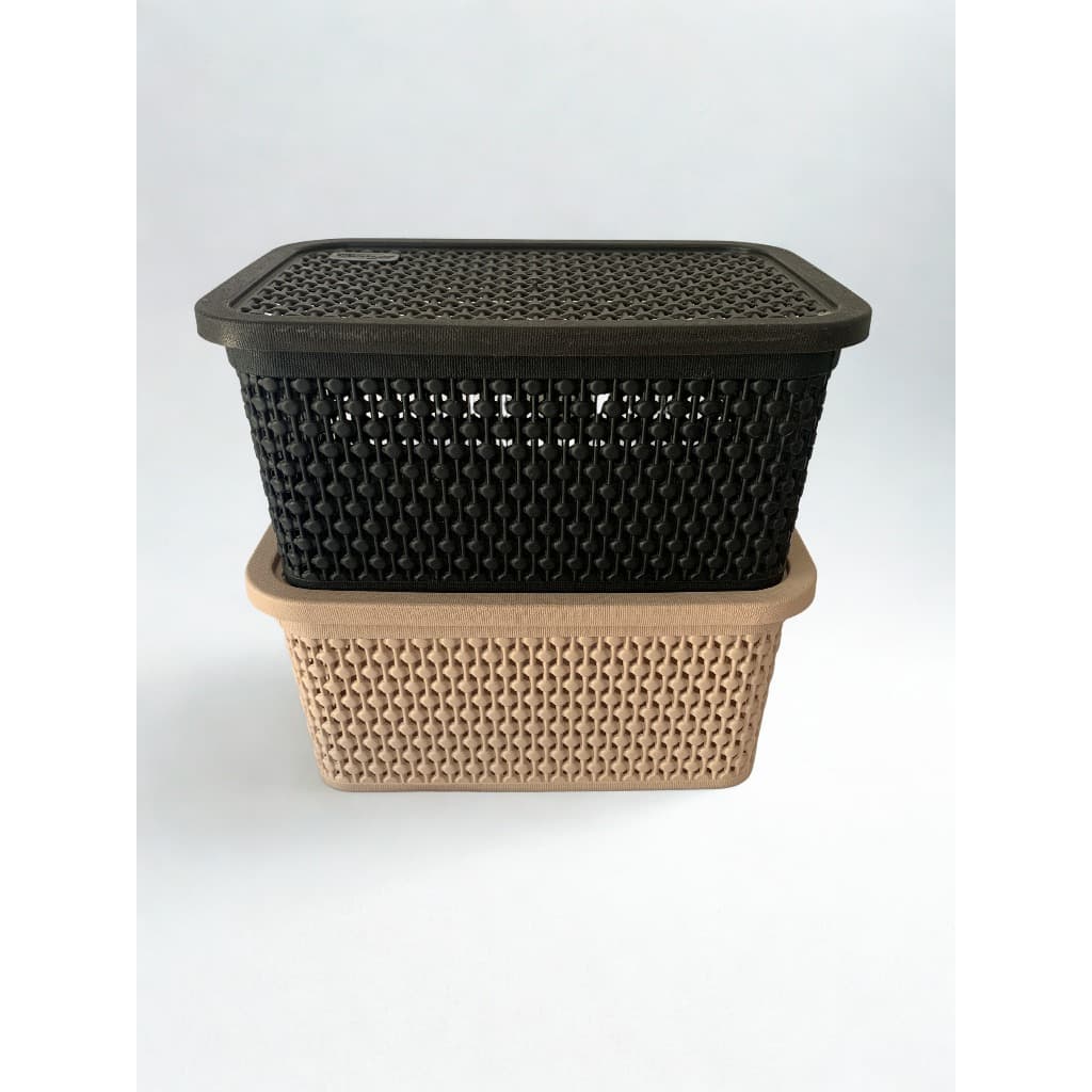 Kit 2 Caixas Organizadoras Naturalle Rattan 2,5L com Tampa | Organizador Multiuso