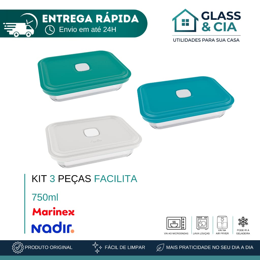 KIT 03 PEÇAS FACILITA 750ML - MARINEX / NADIR