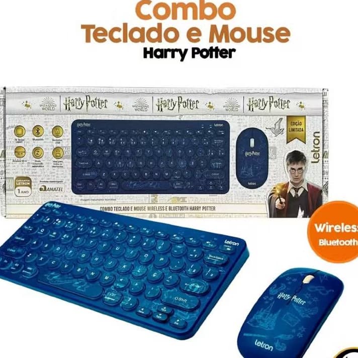 Combo Teclado E Mouse Wireless E Bluetooth Harry Potter modelo 74692