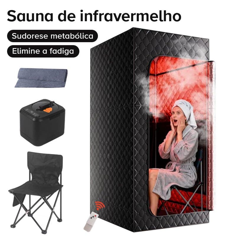 Sauna a Vapor Portátil Dobrável para Casa com Vaporizador 3L Controle Remoto 110V