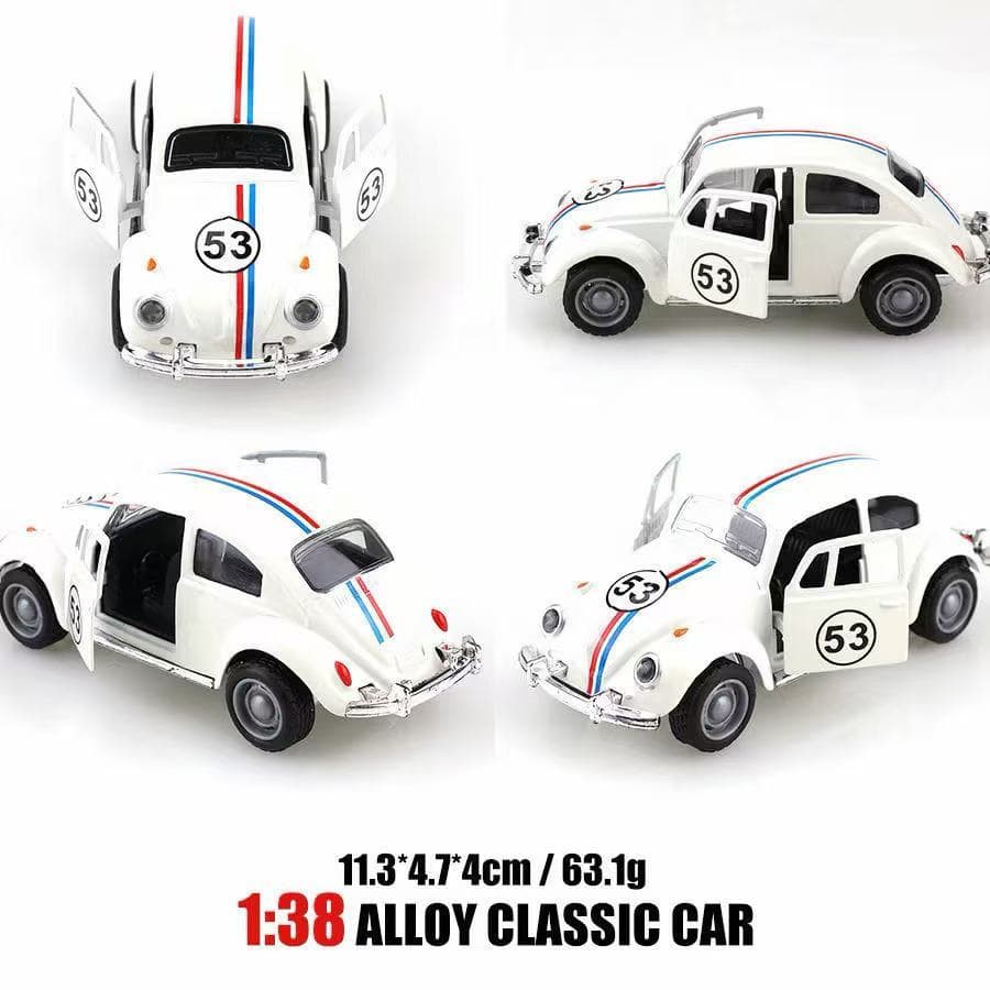Carro de brinquedo infantil de metal Herbie Beetle 53, portas e capô podem ser abertos.Réplica em escala 1:1