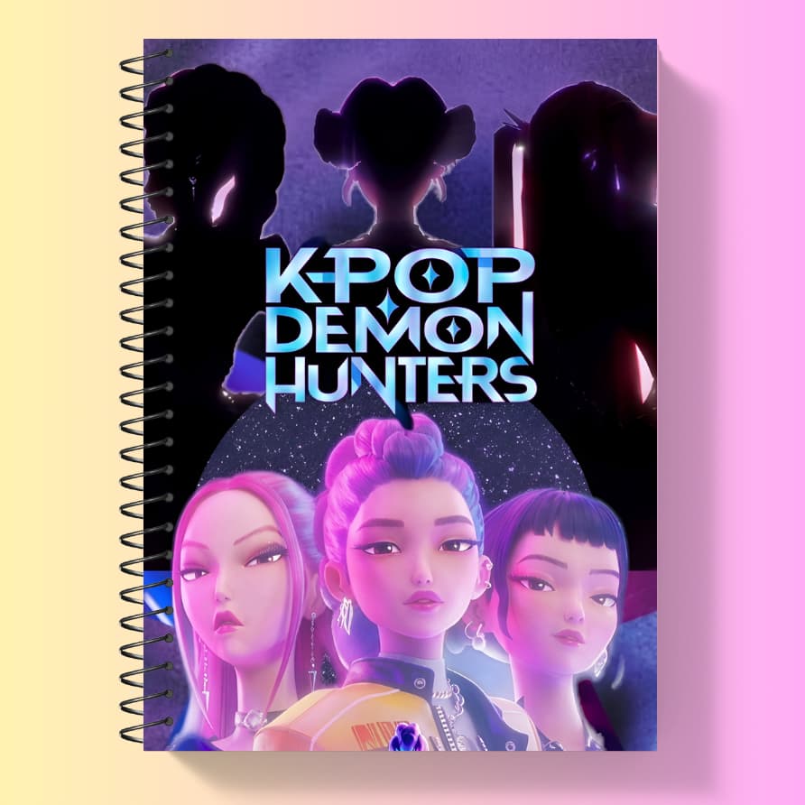 Caderno Kpop Demon Hunters Personalizado Capa Dura 1, 10 e 20 Materias