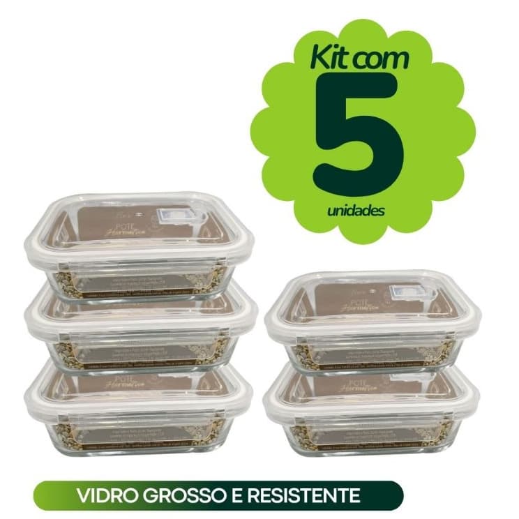 Pote de vidro para Marmita Fitness Feita em Casa 650ml  Vidro Grosso
