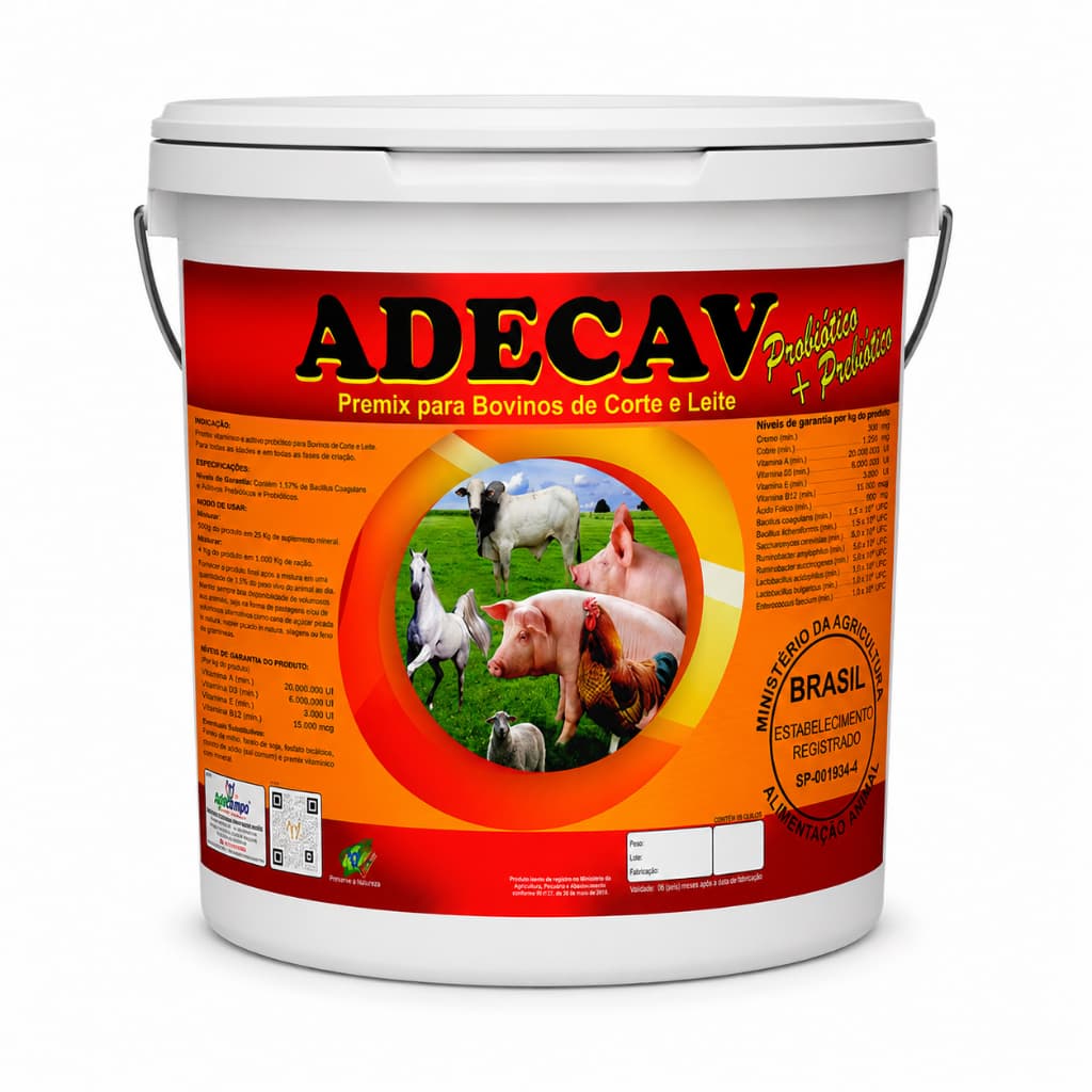 Premix Adecav Probiótico para Bovinos de Corte e Leite
