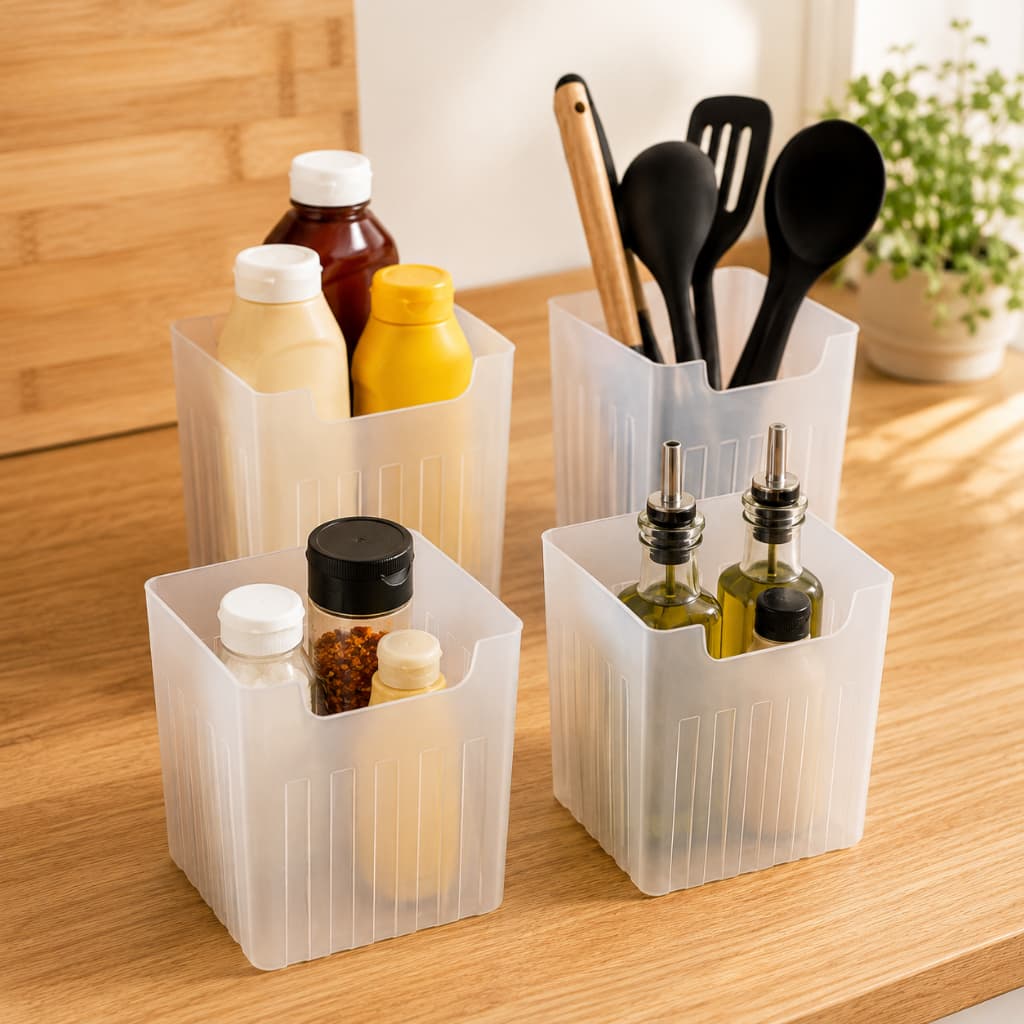 Kit com 4 Organizadores de Porta de Geladeira Organizador Multiuso Plástico