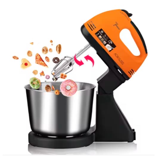 Mini Batedeira Eletrica Ackiliss ACL-6637O Com Bowl / 270W / 7 Velocidades / 220-240V   50/60Hz   Laranja/Preto