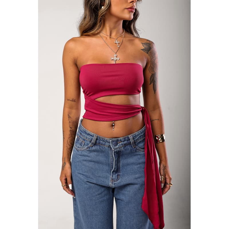 Cropped Tomara Que Caia com Amarração