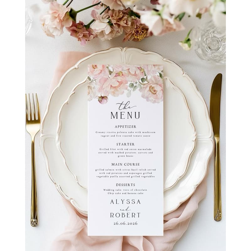 Menu para Casamento Personalizado | Chá de Bebê | Festas | Elegância para Sua Mesa