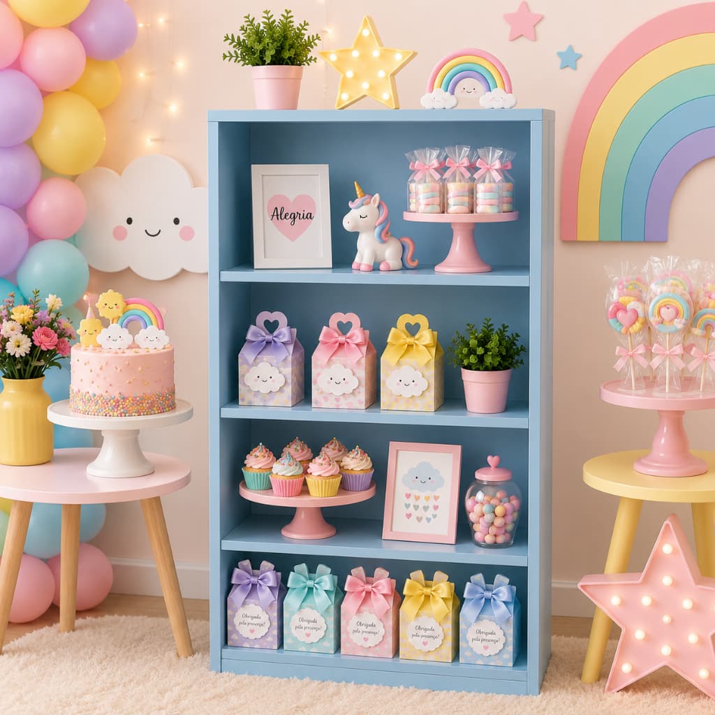 Prateleira Decoração de Festa Estante para Lembrancinhas Enfeite Aniversário