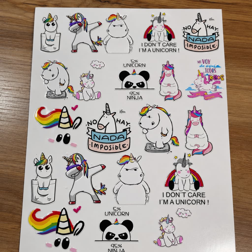 Adesivos UNICORNIO relevo verniz Transfer Dtf Uv Decorativos lavavel resistente