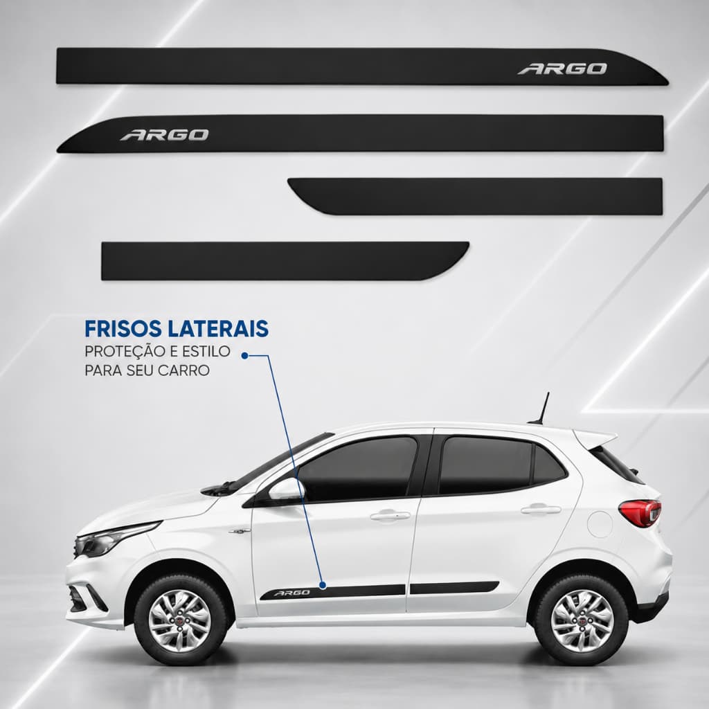 Jogo Kit Friso Lateral Fiat Argo 2010 2013 2017  a 2025 Protetor Porta 4 Portas Premium Al