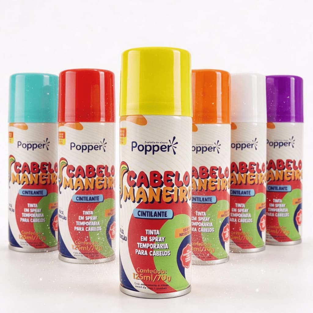 Tinta Spray Para Cabelos Cintilante Temporária Colorida 125ml Lavável Infantil Adulto Alegria Cabelo Maluco Escola