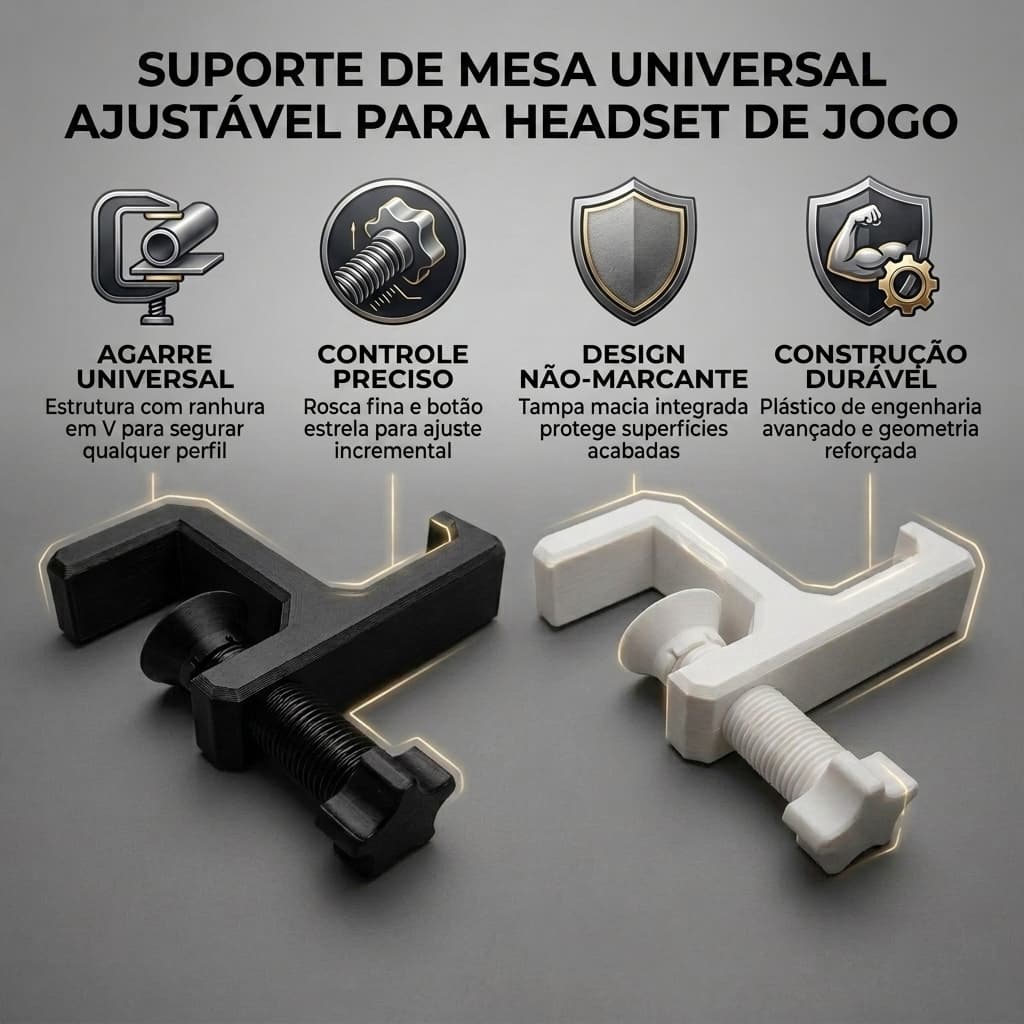 Suporte Headset Mesa Ajustável Gamer Fone Ouvido Universal